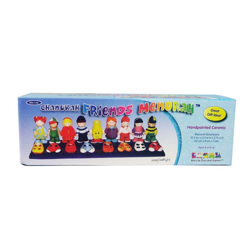 Rite Lite 12.5" Hanukkah Friends Hand Painted Ceramic Menorah - Blue/Yellow