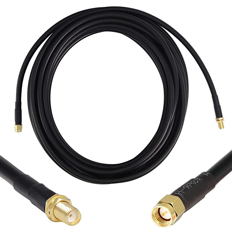 25 ft Low-Loss Coaxial Extension Cable (50 Ohm) SMA Male to SMA Female Connector,  Pure Copper Coax Cables - Antenna Lead Extender for 3G/4G/5G/LTE/ADS-B/Ham/GPS/WiFi/RF Radio Use (Not for TV)
