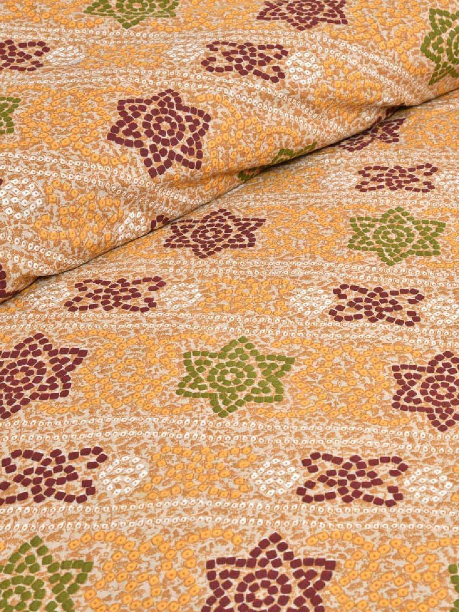 JaipurFabric Mustard 180 TC 100% Cotton Beauty Double Bedsheet with 2 Pillow Covers