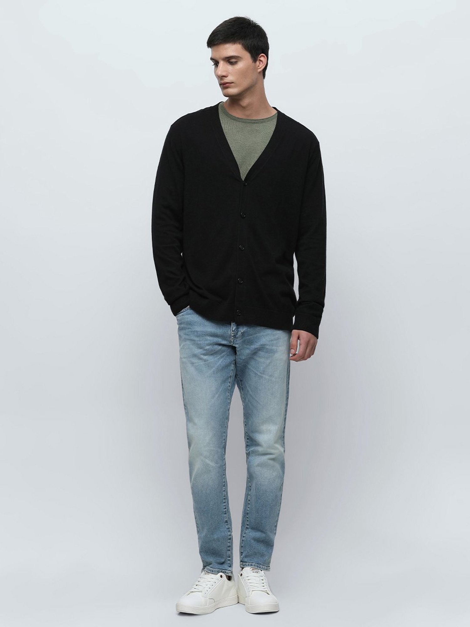 SELECTED HOMME Black Regular Fit Cotton Cardigan