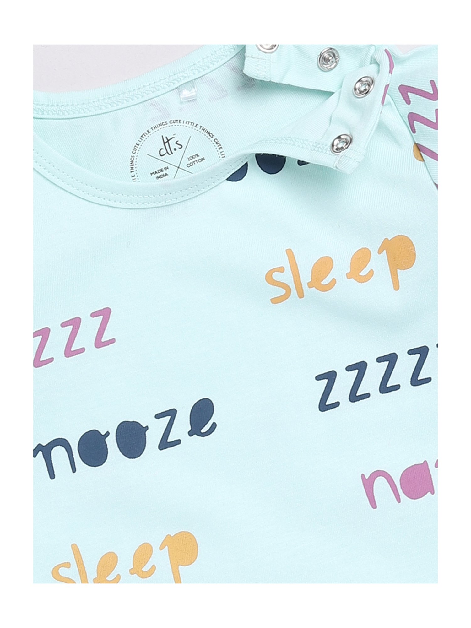 Clt.s Unisex Mint Green Printed Full Sleeves T-Shirt With Pyjamas