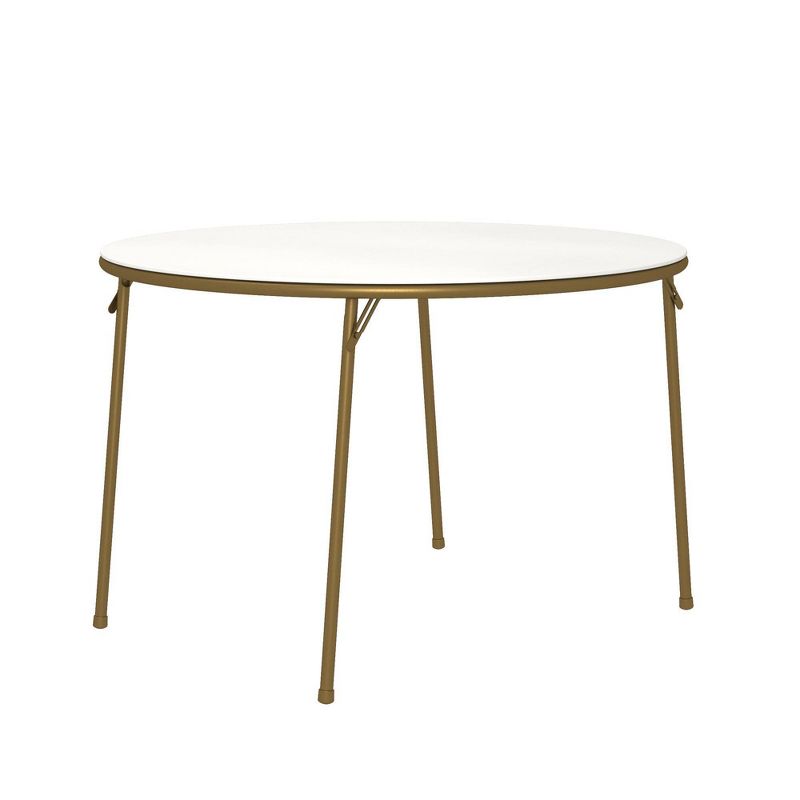 Cosco 44" Stylaire Round Vinyl Top Folding Table White/Gold