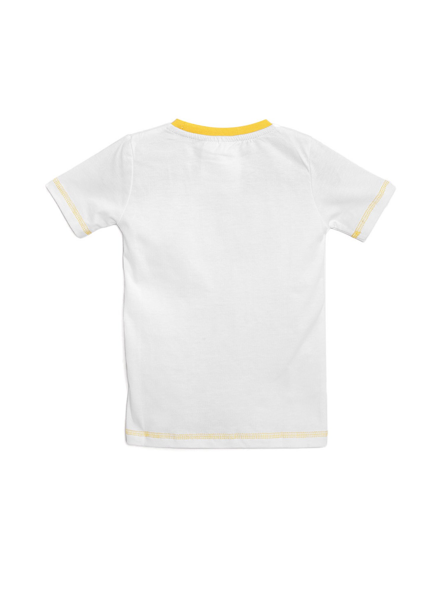 Lazy Shark Kids White & Yellow Printed  T-Shirt with  Shorts