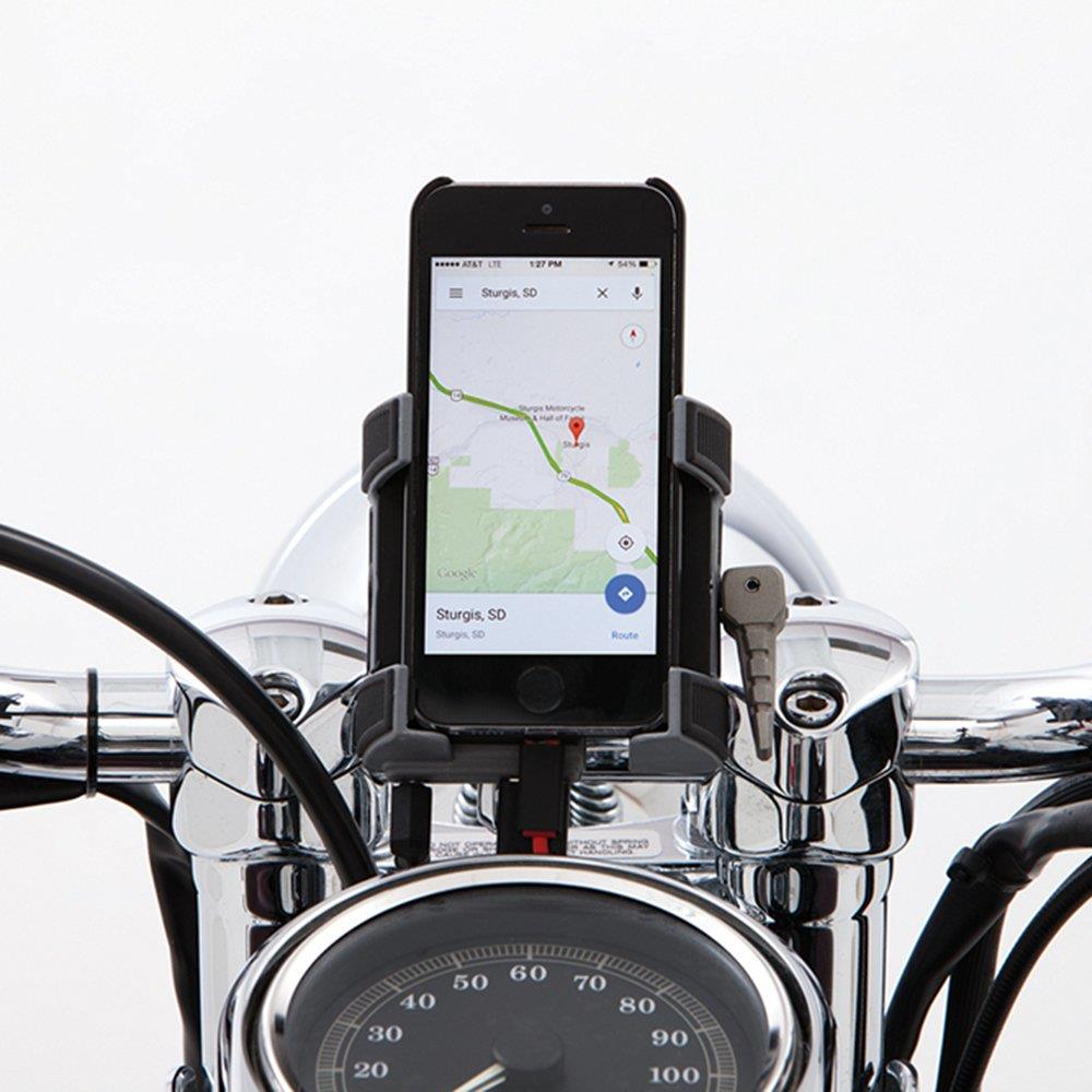 Ciro 50215 Handlebar Mount Smartphone/GPS Holder With Charger (Black Handlebar Mount Smartphone/Gps Holder With Charger , Includes 1-1/4" Handlebar Mount)