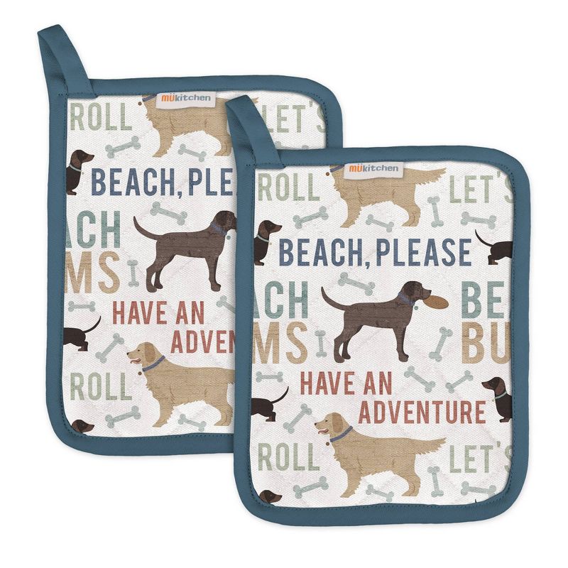 2pk Cotton Designer Beach Bums Kitchen Potholders - MU Kitchen