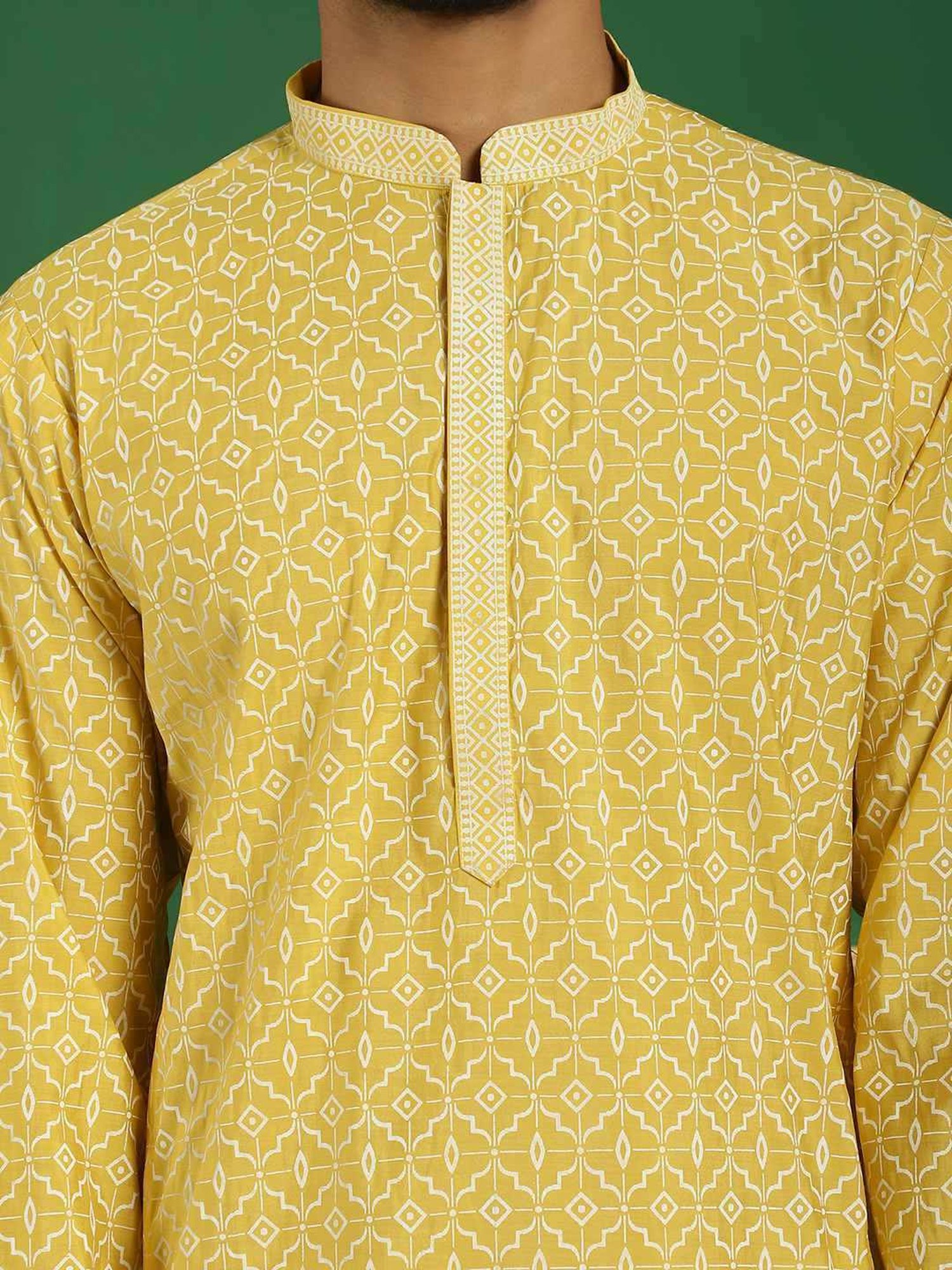 Jompers Yellow & White Regular Fit Printed Kurta Bottom Set