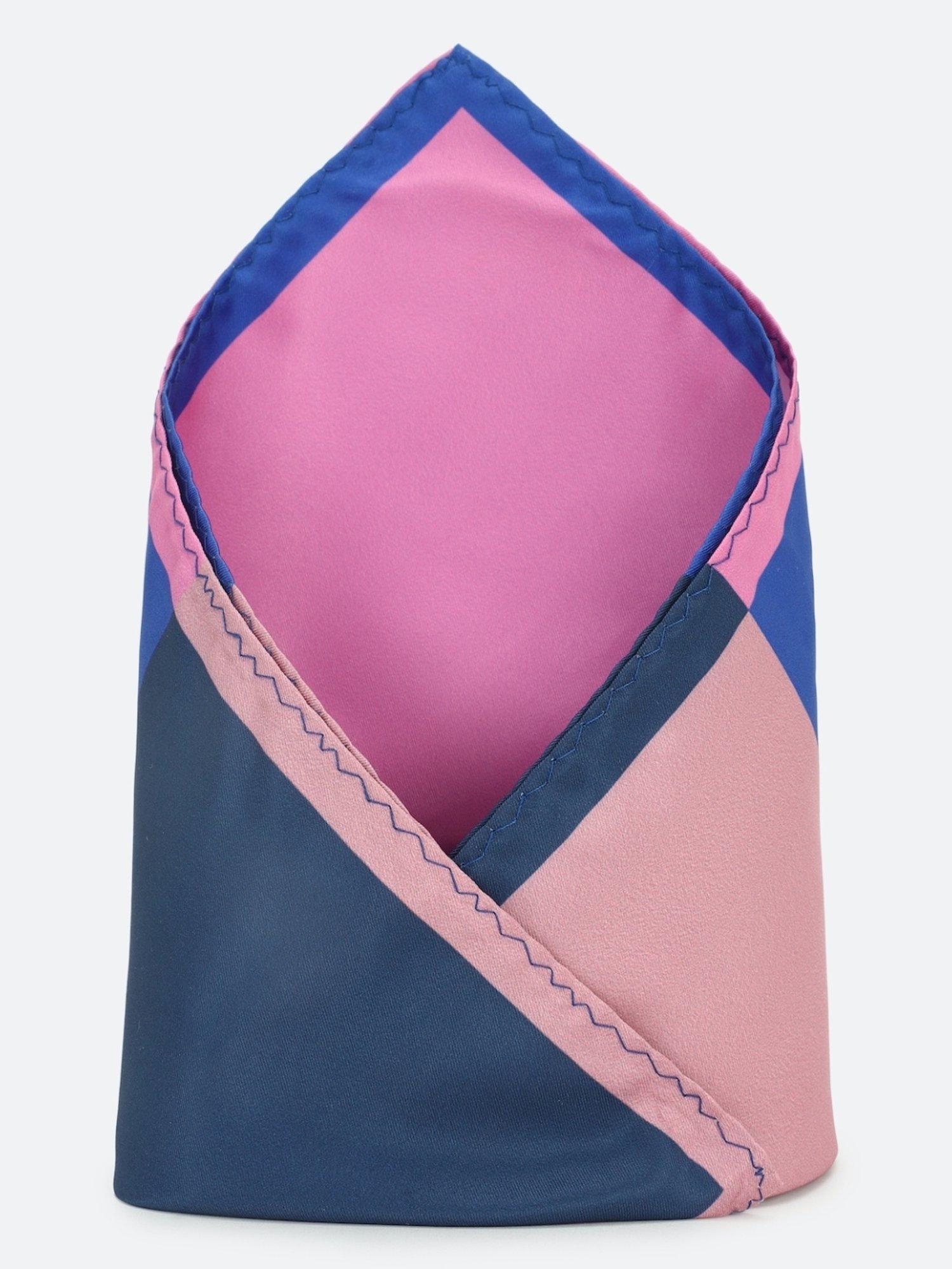 Allen Solly Pink & Blue Color Block Pocket Square