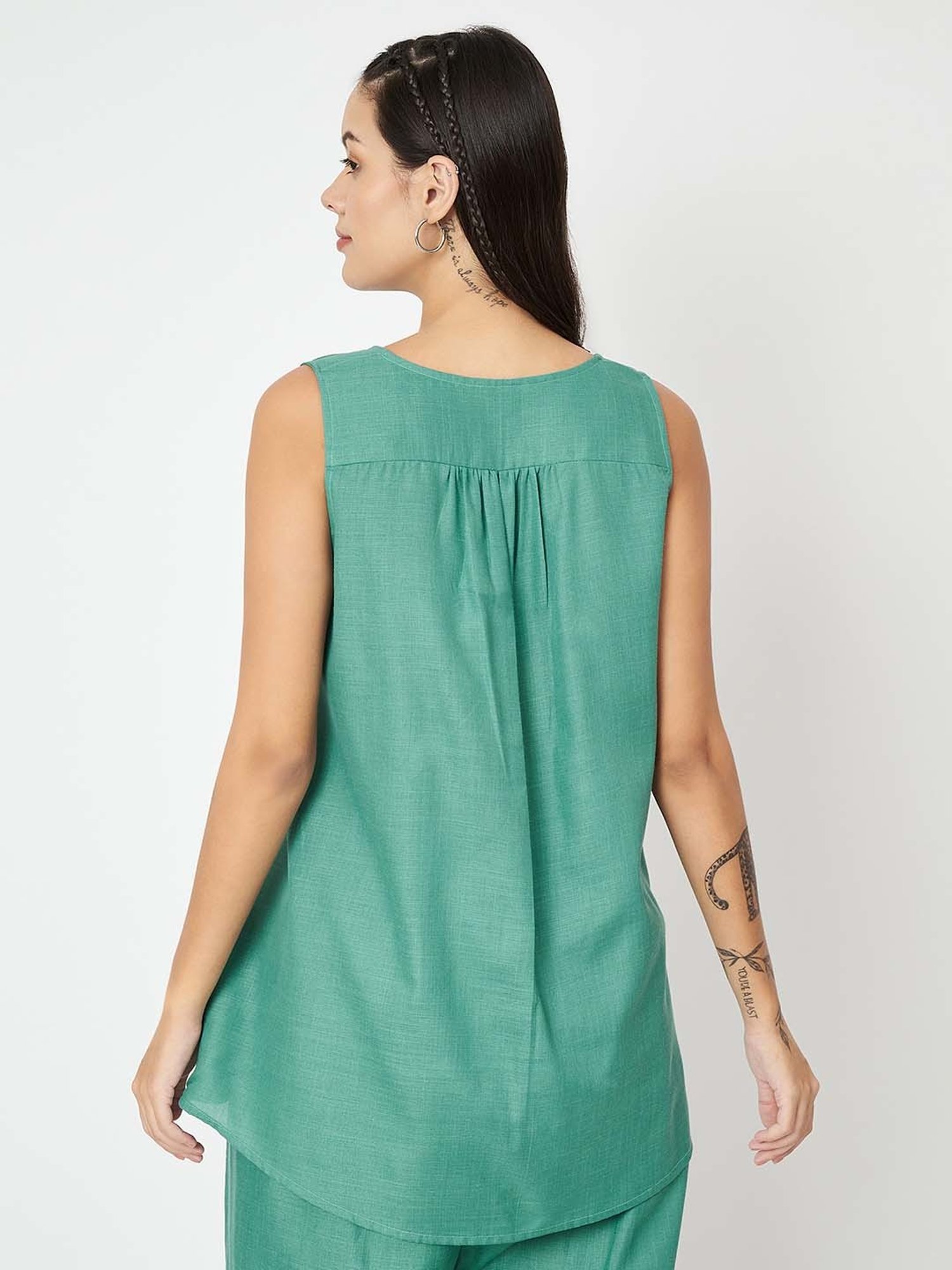 9rasa Green Straight Kurti