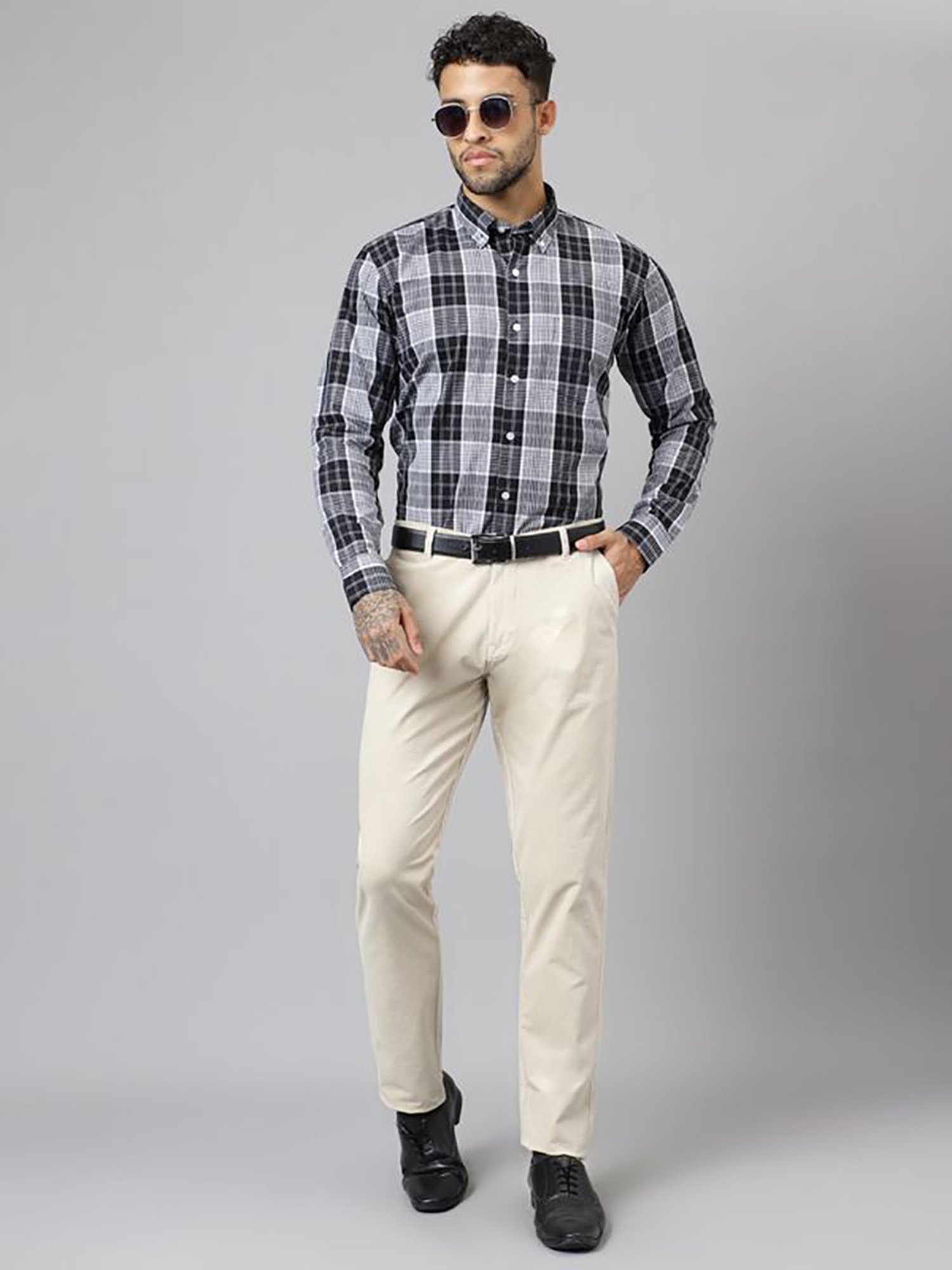 Arrow Navy Regular Fit Trousers