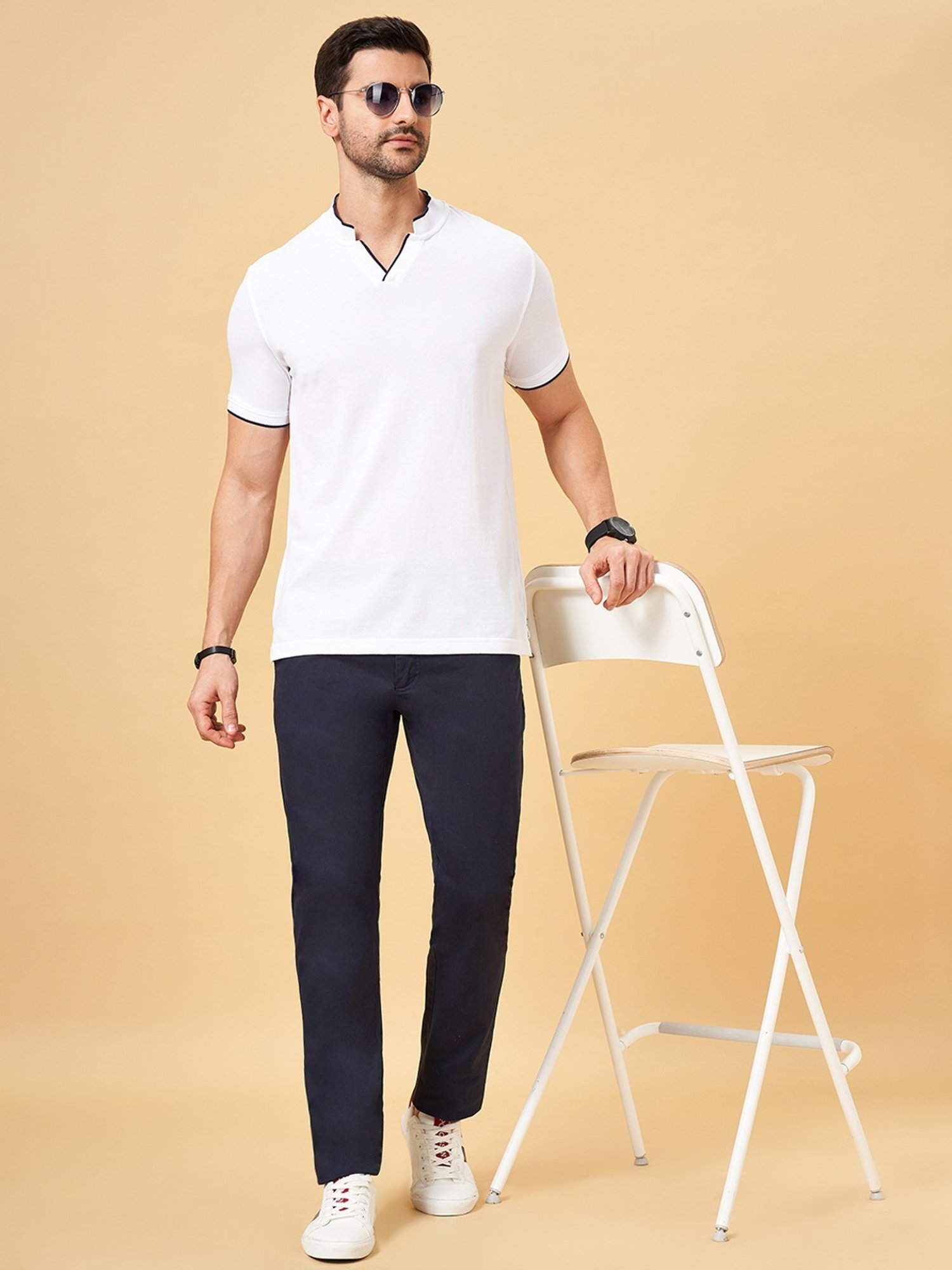 Byford by Pantaloons Cloud Dancer Slim Fit T-Shirt