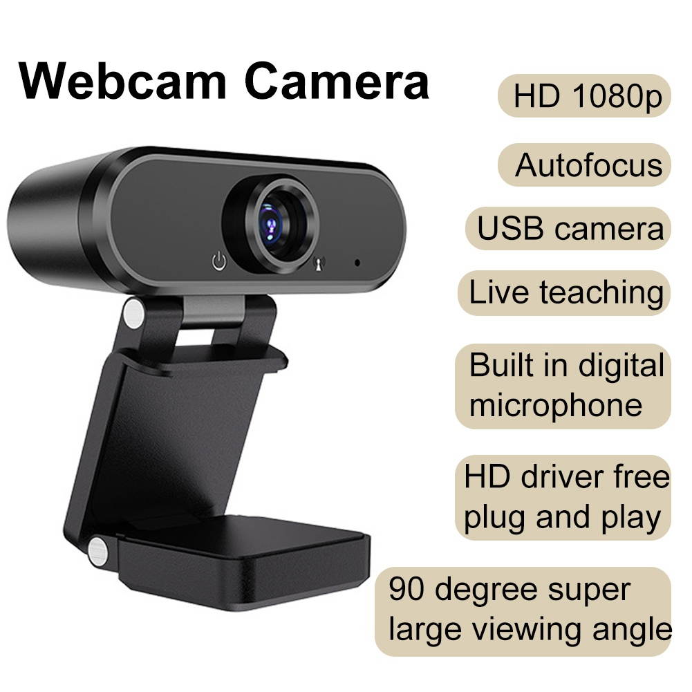 1080P HD Home Webcam Camera Auto Focus PC Desktop Computer Telecommuting Laptop