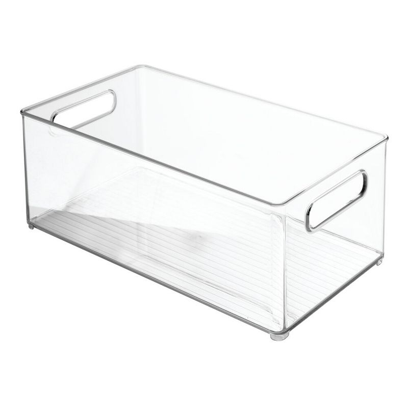 mDesign Plastic Home Storage Organizer Bin, 14.5" Long, 2 Pack - Clear