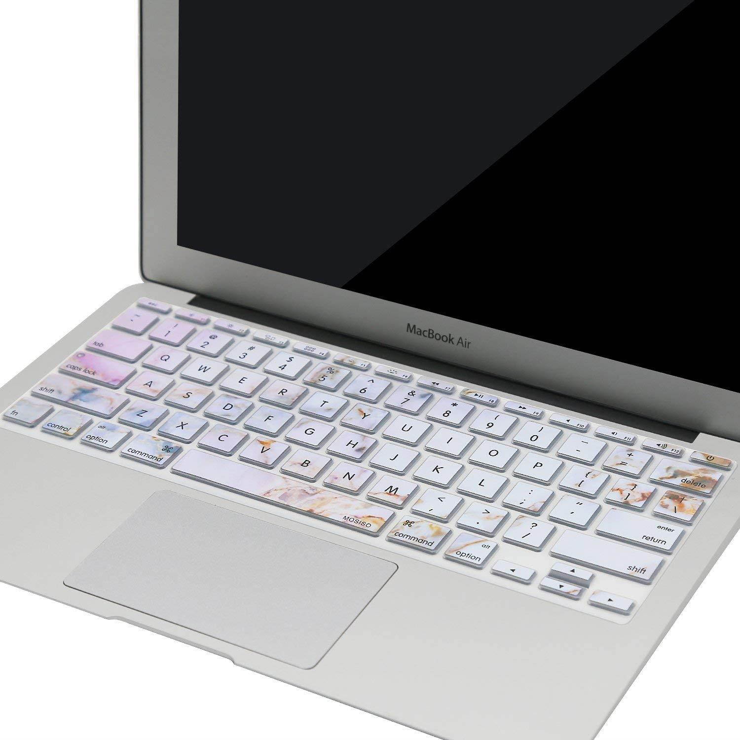 MOSISO Protective Keyboard Cover Skin Compatible MacBook Air 11 Inch (Models: A1370 & A1465), Colorful Marble