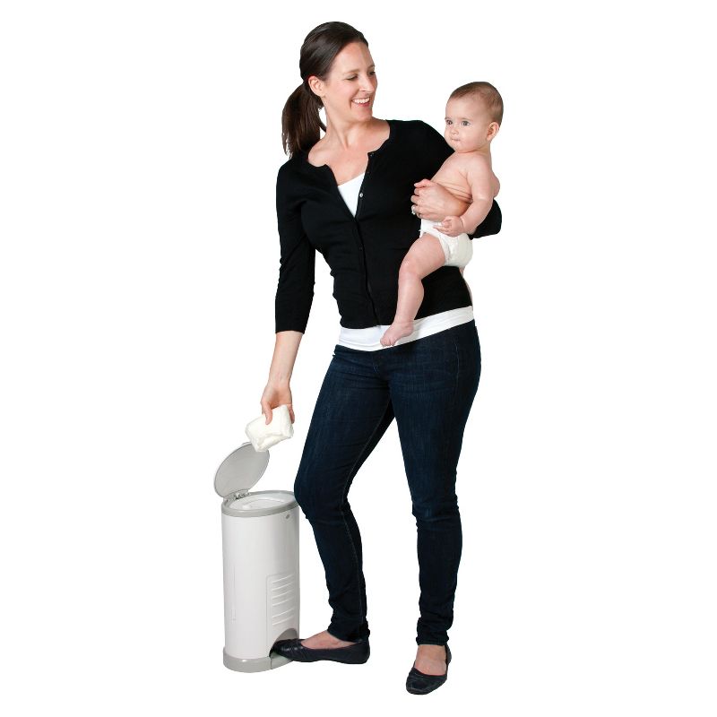 Dekor Mini Hands Free Diaper Pail - White