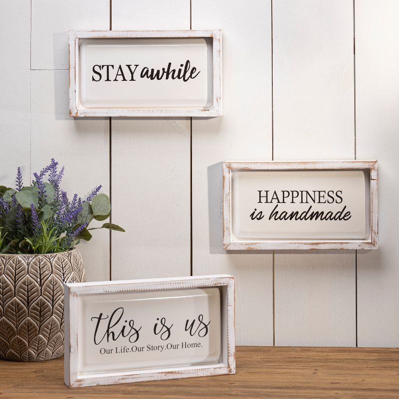 Gerson International 13.3-Inch Long Assorted Wood and Metal Wall D'ecor, Set of 3