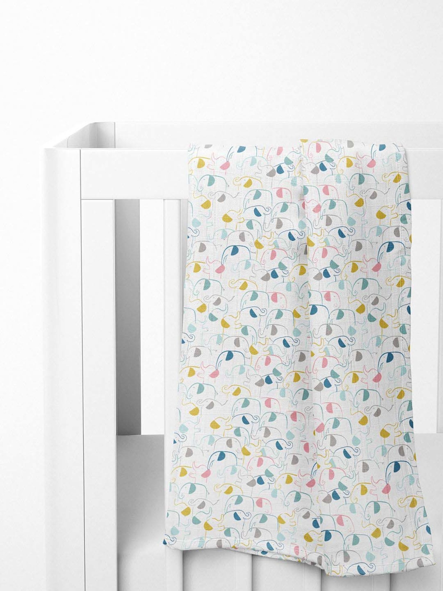 Haus & Kinder Kids White & Green Cotton Printed Swaddle (Pack of 2)