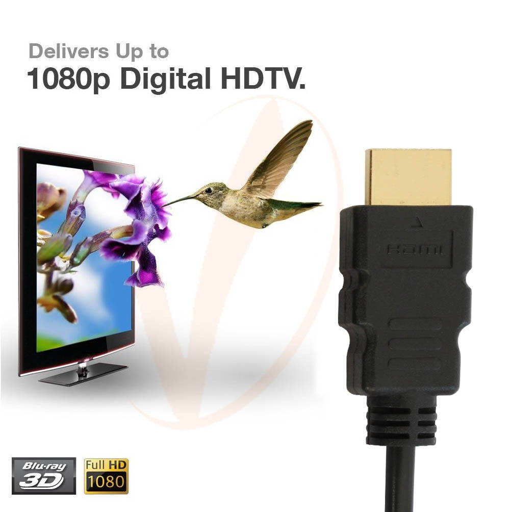 2FT 3D 1080P Gold-Plated HDMI Connector Cable Adapter For HDTV, Plasma, LCD, PS3