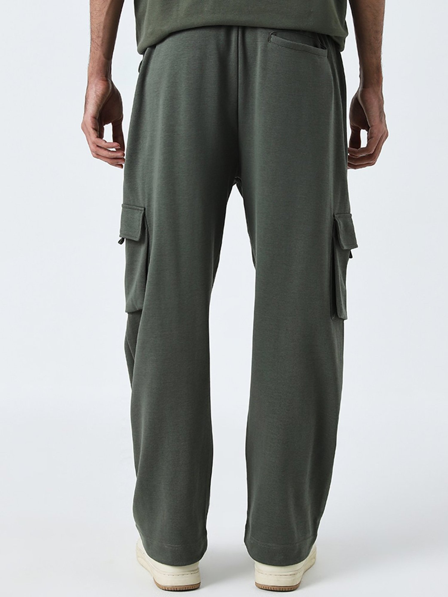 Studiofit by Westside Olive Mid-Rise Relaxed-Fit Track Pants