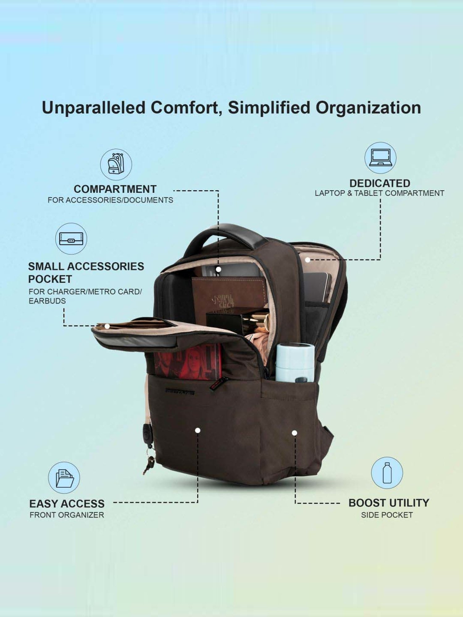 Red Tape 28 Brown Large Laptop Backpack