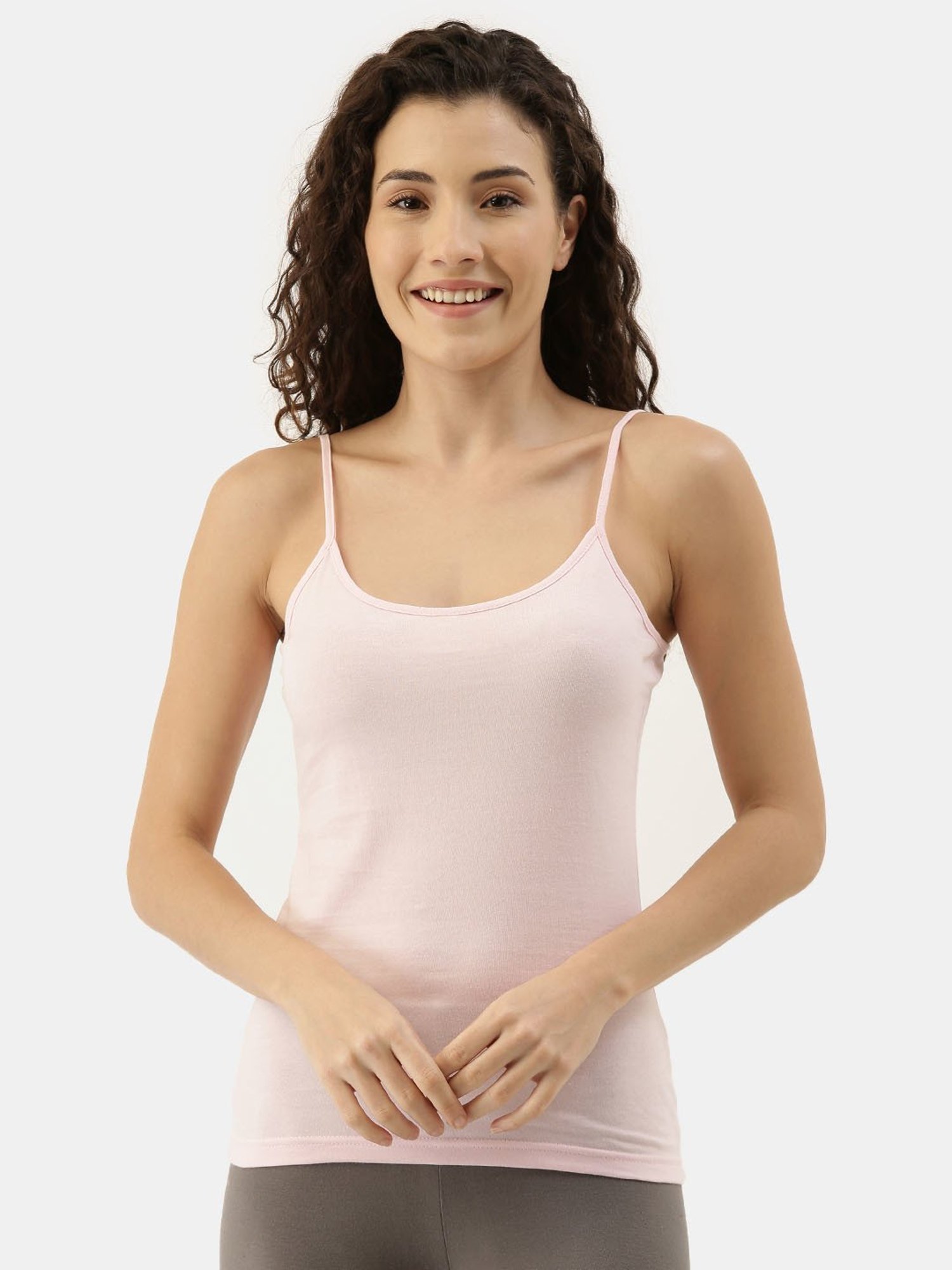 Appulse Light Pink Cotton Slim Fit Camisole