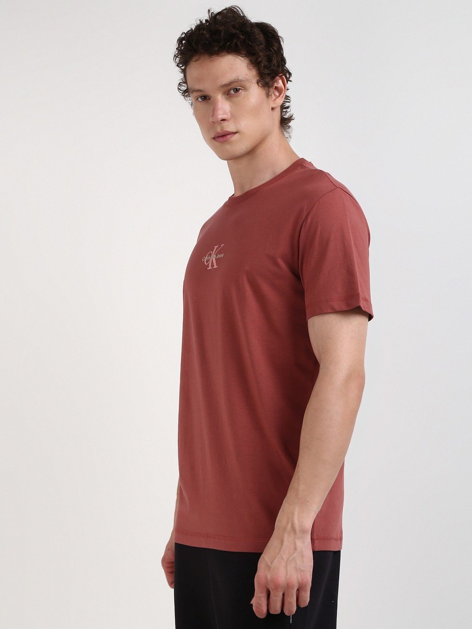 Calvin Klein Jeans Red Cotton Regular Fit T-Shirt
