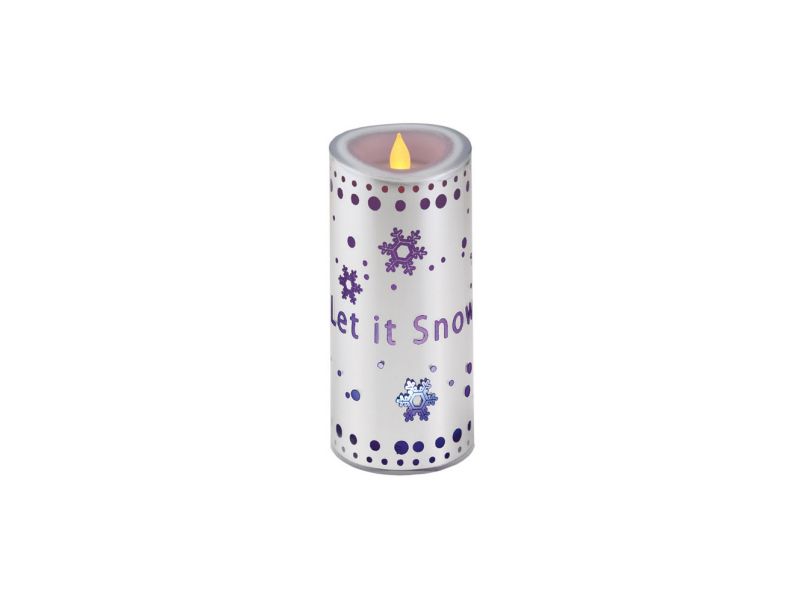 Diva At Home 7" Silver Colored "Let it Snow" Flameless Candle with LED Lights