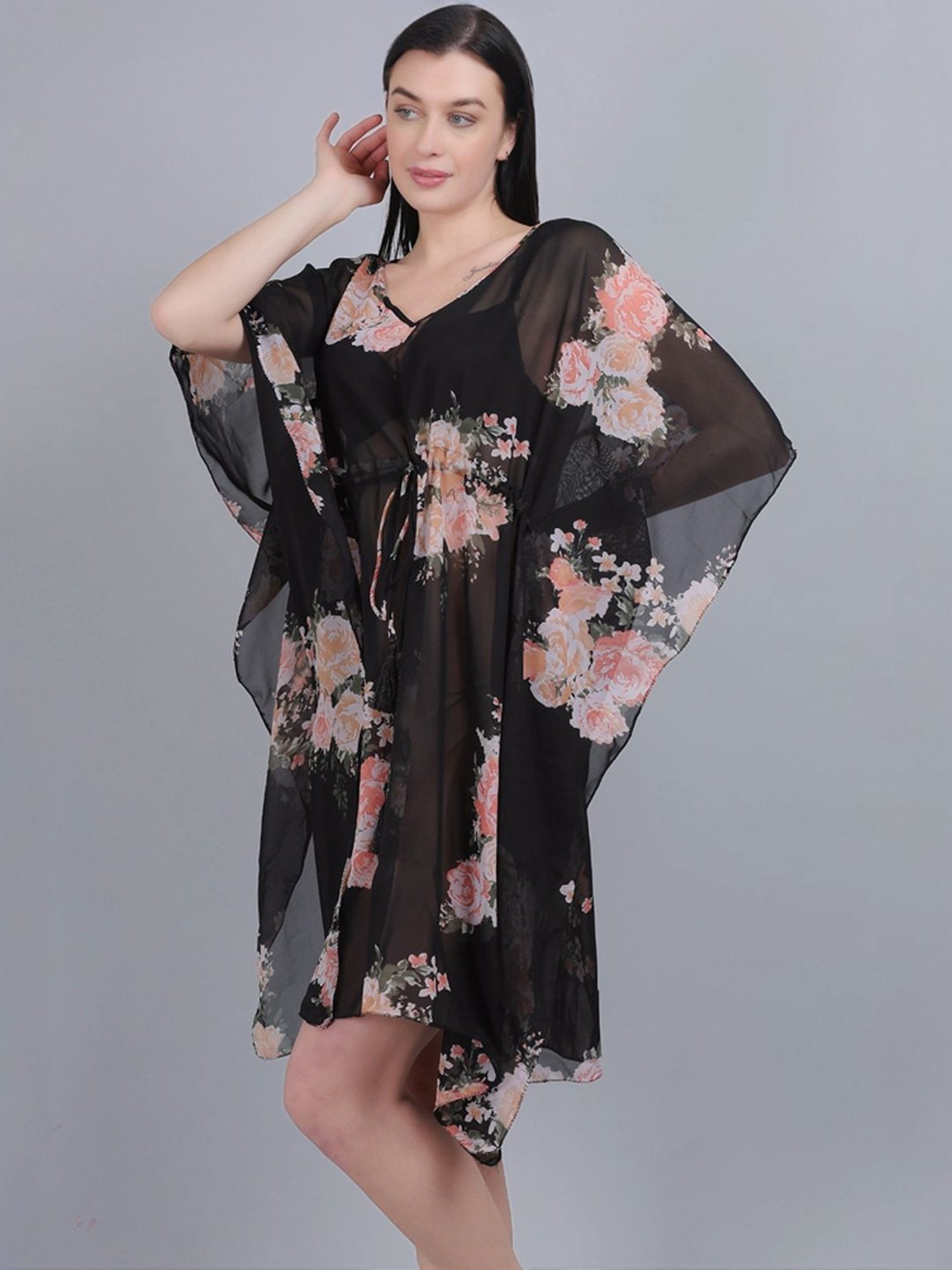 mod & shy Black Printed Kaftan