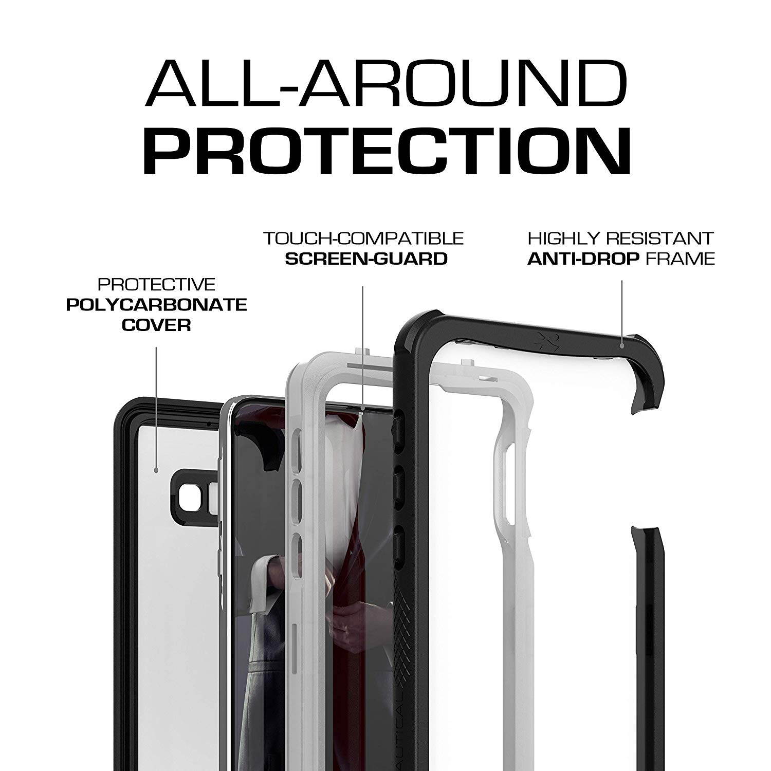 Ghostek Nautical Galaxy S10e Waterproof Case with Screen Protector Super Heavy Duty Protection Rugged Shockproof Full Body Underwater Watertight Seal Cover for 2019 Galaxy S10e (5.8 Inch) - (Black)