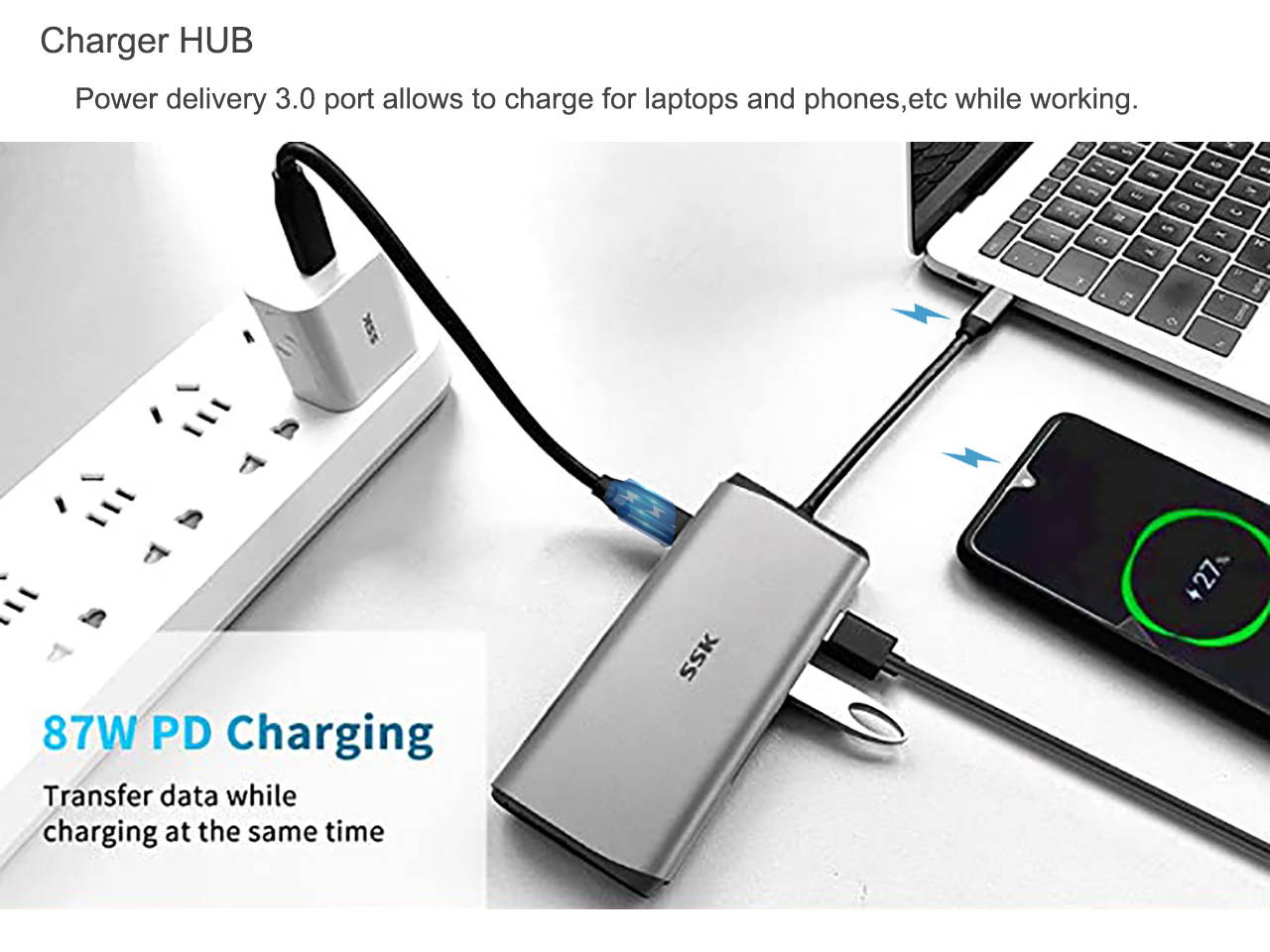 SSK 11 in 1 USB C Hub,Multiport USB Dock,USB C to Ethernet Adapter with 2 USB 3.0, 4K HDMI,VGA,2 USB 2.0 for mouse/keyboard,PD 3.0,TF SD Card Reader and Audio Mic for MacBook/Pro/Air/iMac/iPad Pro/XPS