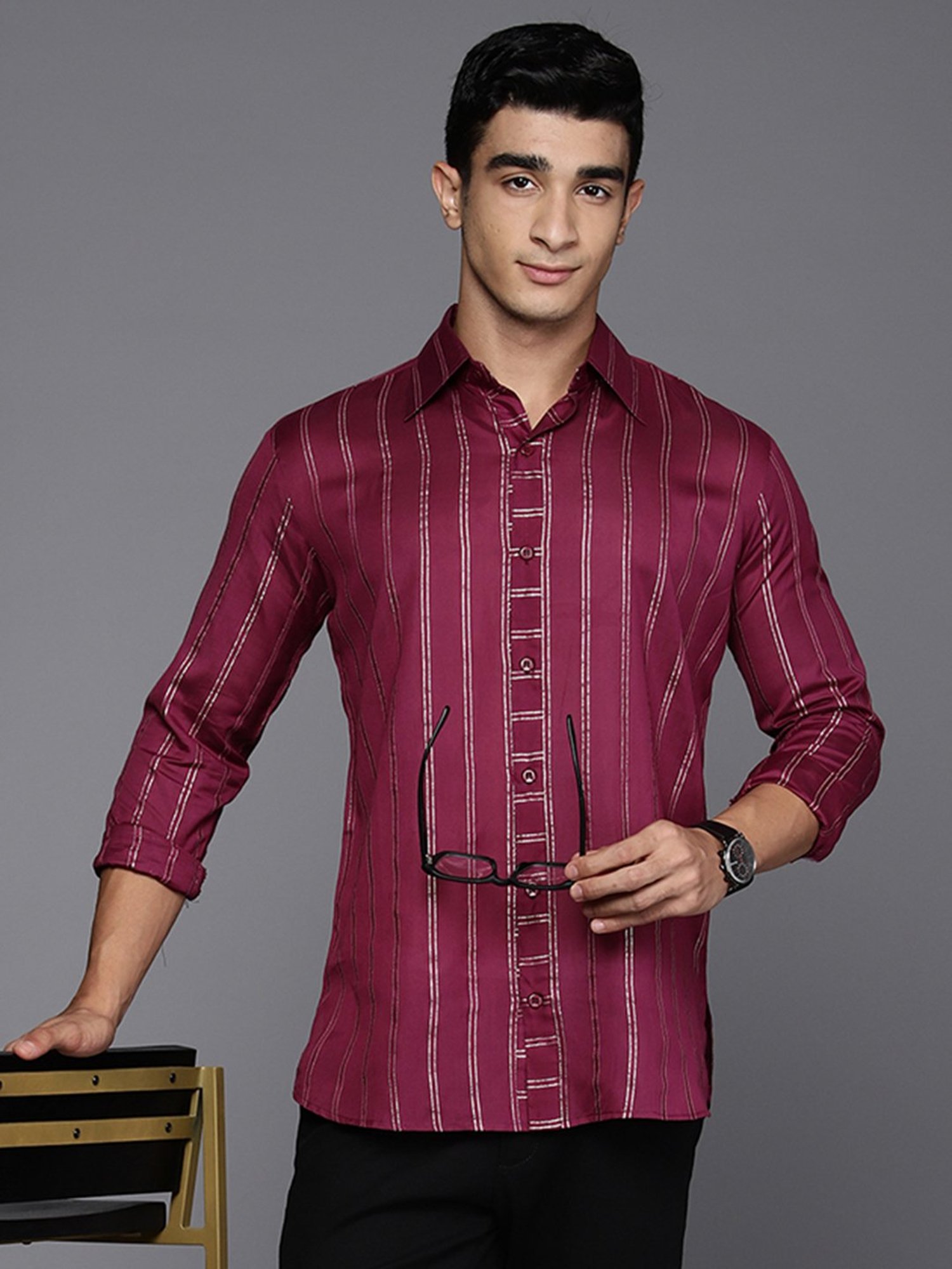 Ramraj Light Pink Regular Fit Shirt