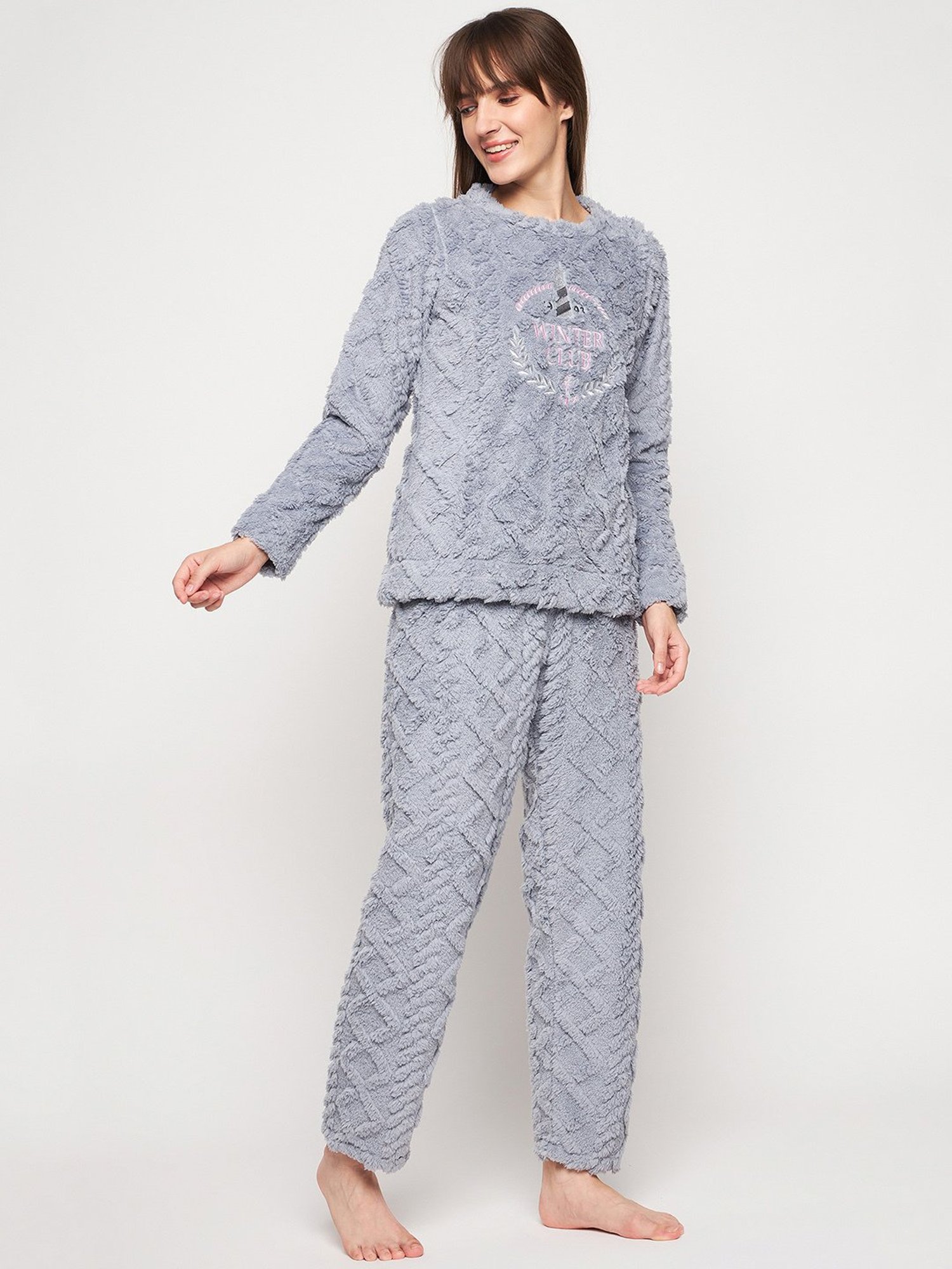MADAME M Secret Grey Graphic Print Sweatshirt With Pyjamas