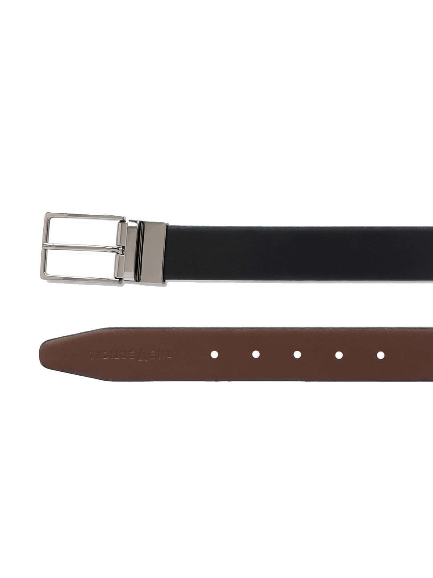 The Vertical Black & Brown Leather Reversible Belt for Men