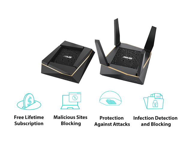 ASUS (RT-AX92U 2 Pack) Performance Mesh Tri-Band AX6100 WiFi Routers - Whole Home WiFi Mesh with 802.11AX (WiFi 6) AX Technology includes 4 LAN 1 USB 3.1 1 USB 2.0