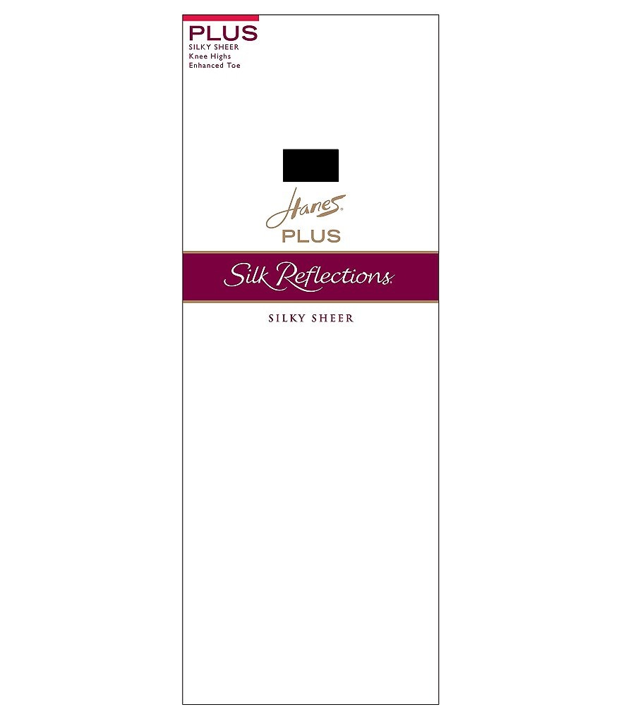 Hanes Plus Silk Reflections Reinforced-Toe Wide Comfort Band Knee Highs 2-Pack