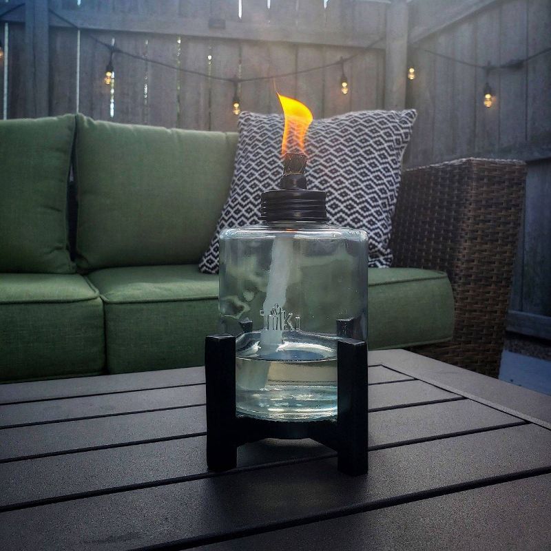 Elevated Tall Glass Tabletop Outdoor Torch - TIKI