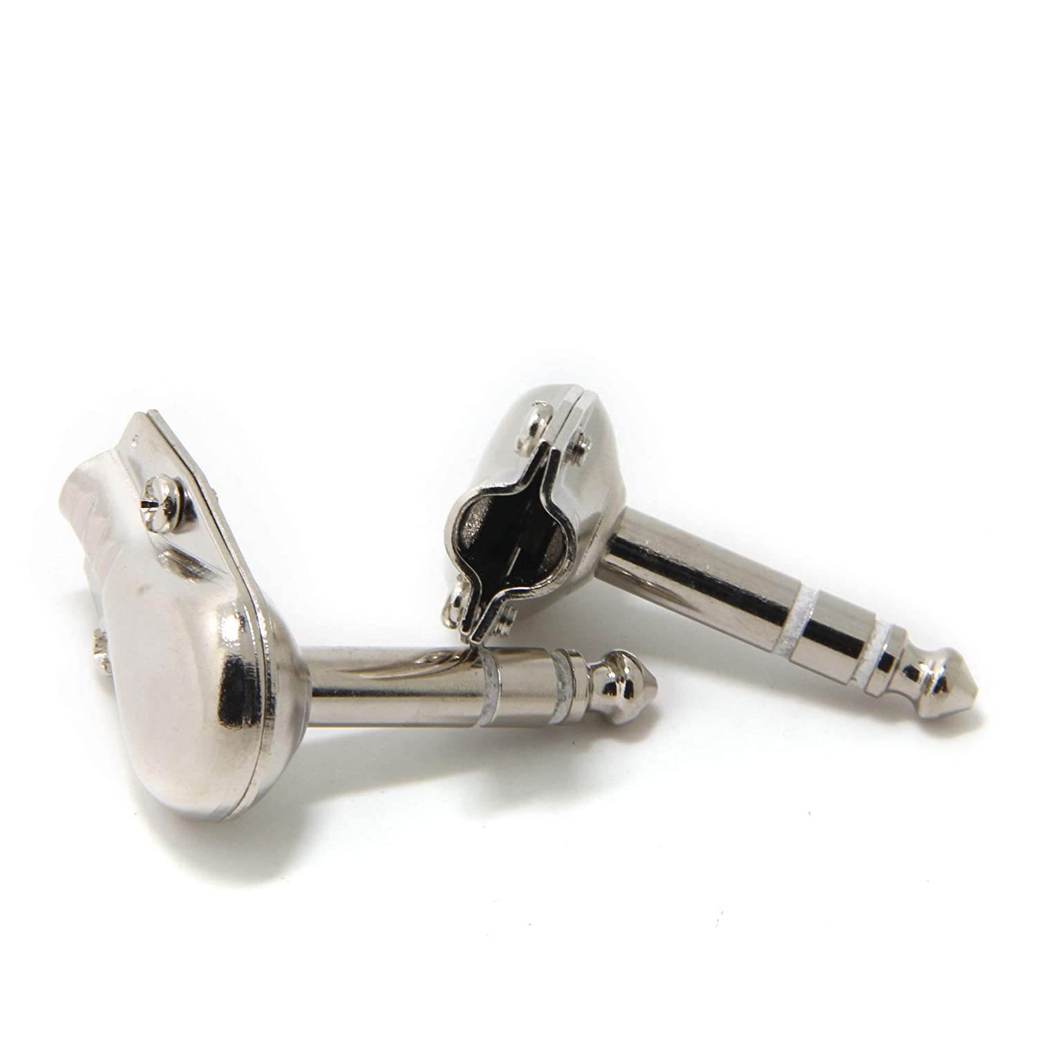 Ancable 4-Pack 1/4" Right Angle Plugs TRS Stereo Heavy Duty Flat Low Profile Pancake Style for Guitar, Instrument, Speaker/Microphone/Patch Cables - 6.35mm Male 1/4 Inch Phone Plug