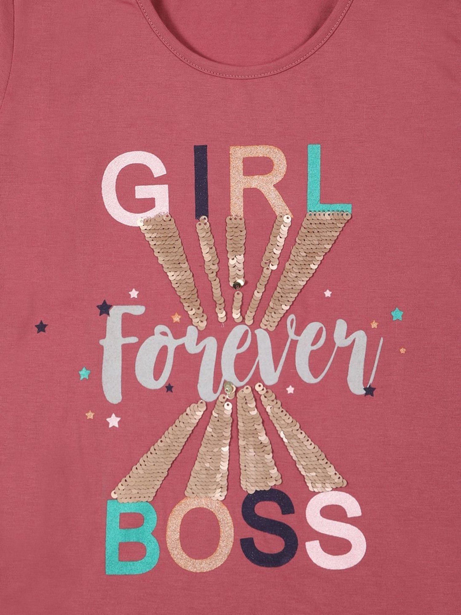 NINS MODA Kids Onion Pink Sequence Full Sleeves Top