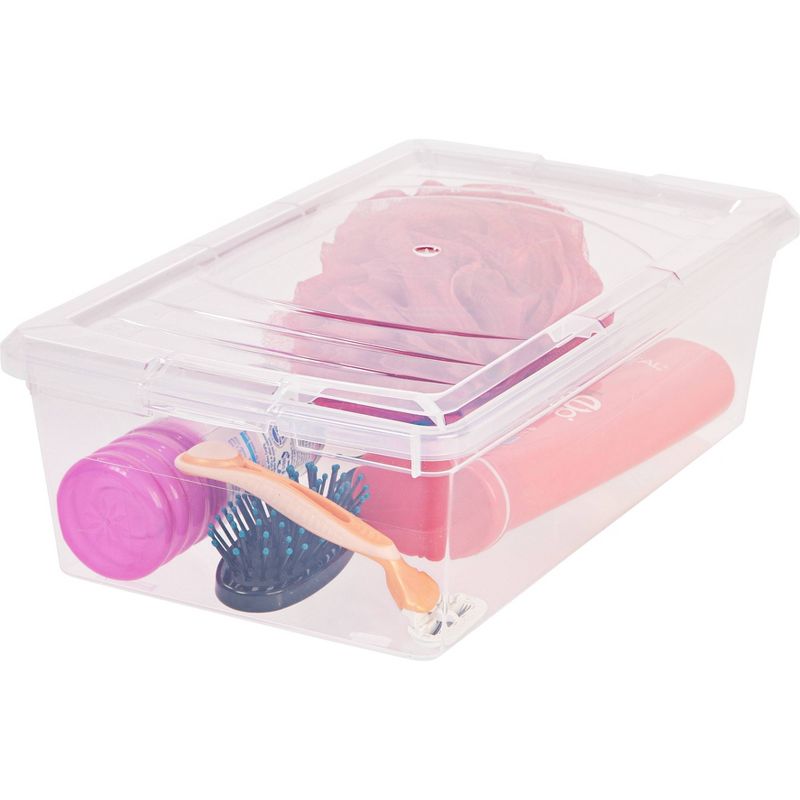 Homz 64 Quart Secured Seal Latch Extra Large Single Clear Stackable Storage Container Tote with Blue Lid for Home, Garage, or Basement (2 Pack)