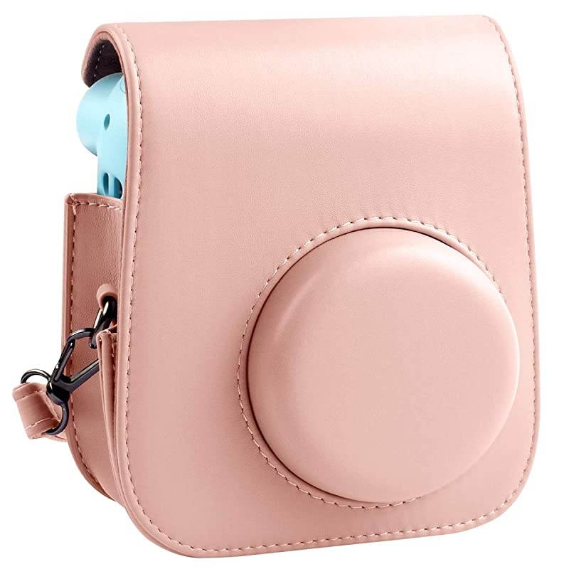 Portable Case Compatible with Fujifilm Instax Mini 11 Instant Camera with Accessories Pocket and Adjustable Strap - Blush Pink