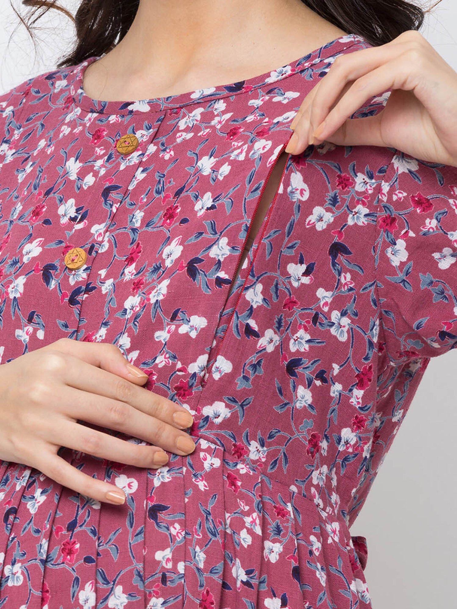 MomToBe Pink Printed Maternity Dress