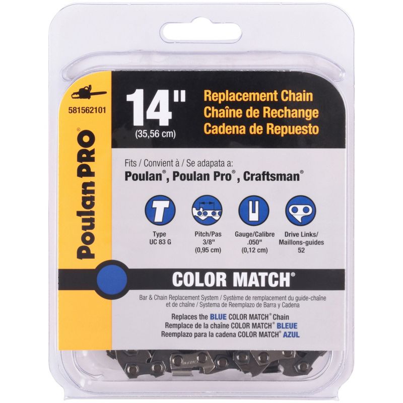Poulan Pro 581562101 Blue Color Match 14 Inch Replacement Chain for Poulan, Poulan Pro, and Craftman Chainsaws