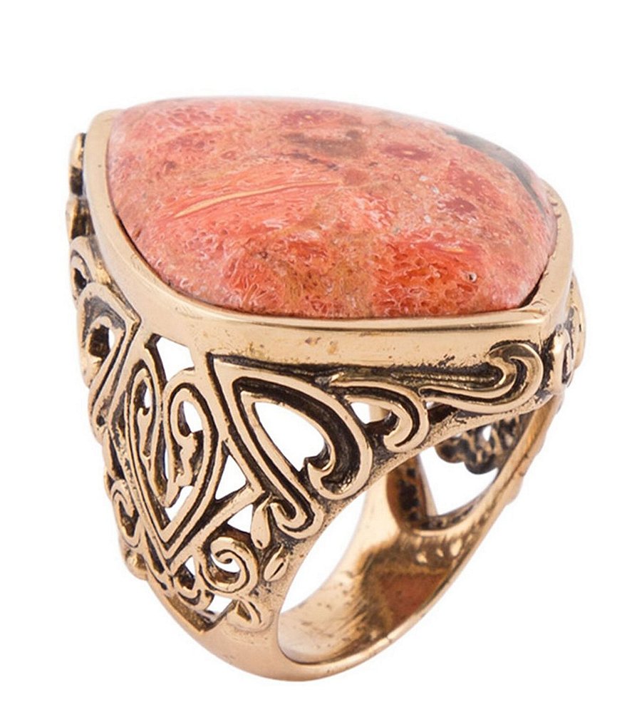 Barse Bronze and Orange Sponge Coral Statement Ring