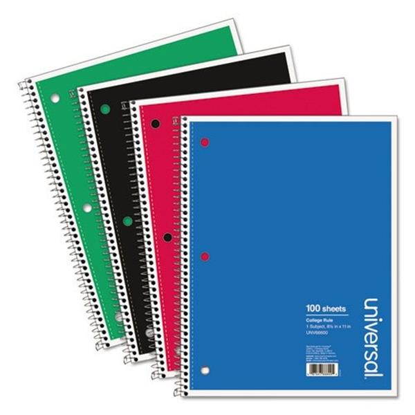 Universal 1 Sub. Wirebound Notebook 11 x 8 1/2 College Rule 100 Sheets Black
