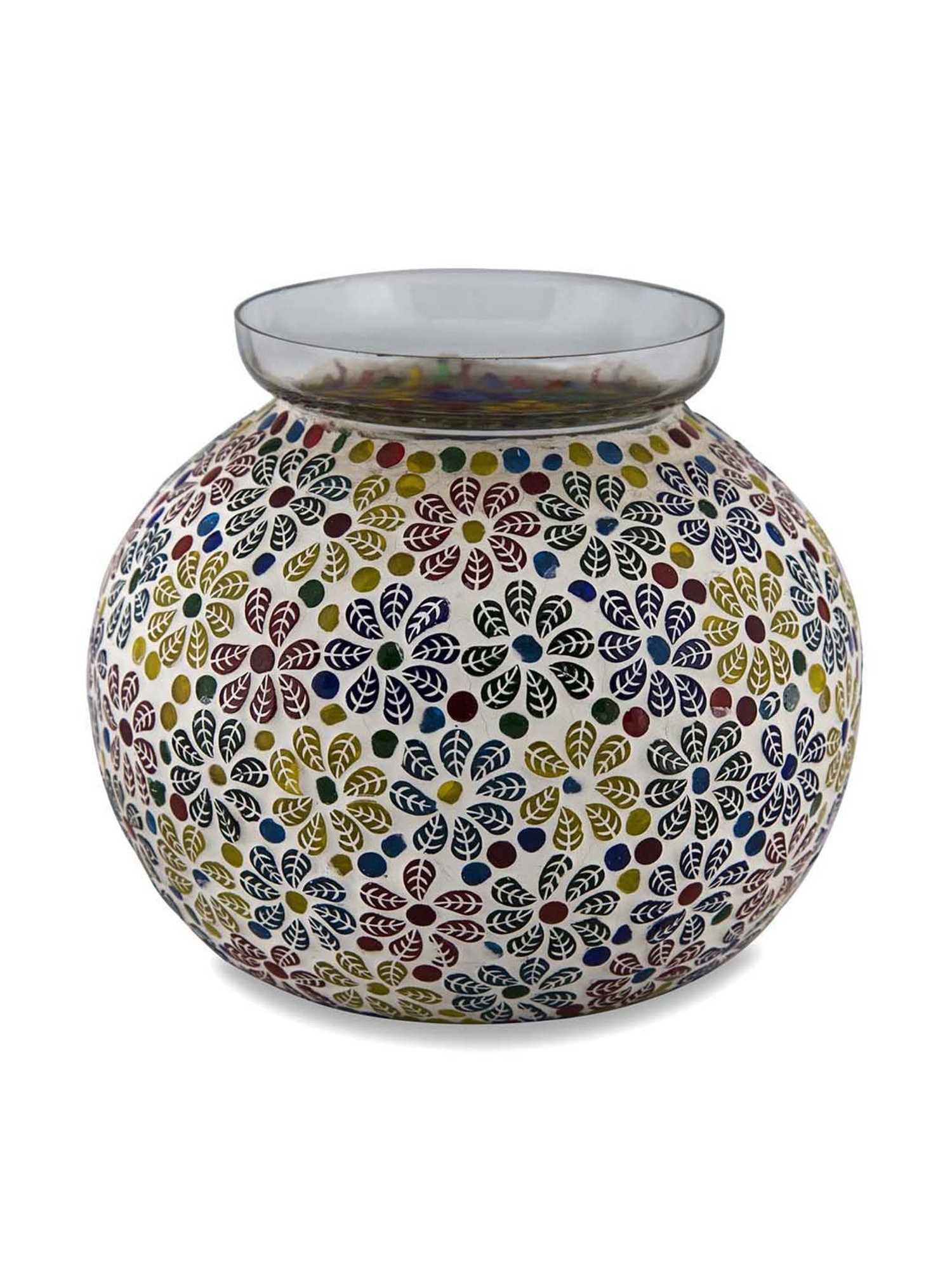 Homesake White Persian Mosaic Leafy Glass Table Lamp (Bulb Included) - Set of 1