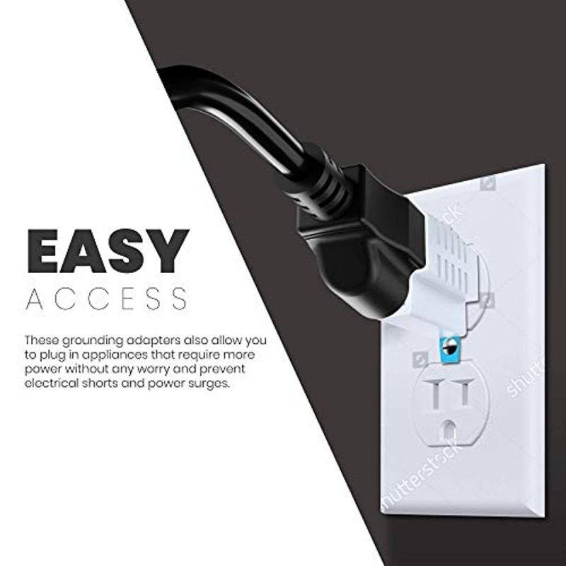 Maximm Polarized Grounding Adapter, 4 Pack, White, 2 Prong Grounding Converter for Wall Outlets Plugs, Turn 2-Prong Outlets to 3-Prong Outlets, Easy to Install, Indoor Only, ETL Listed