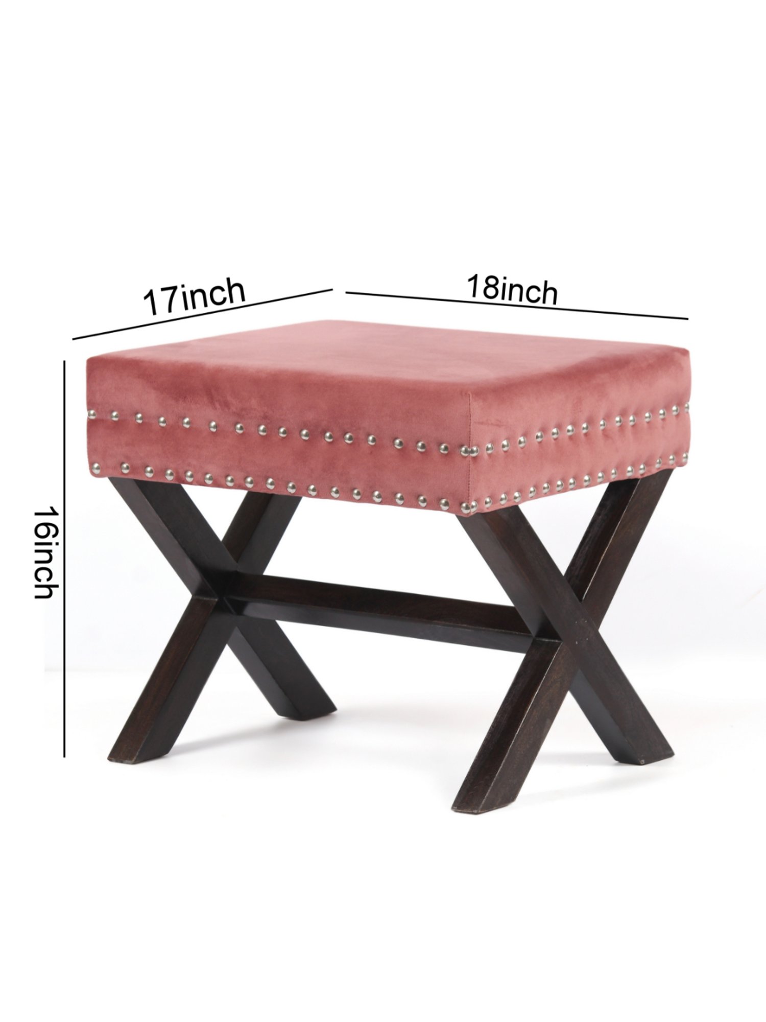 Ikiriya Rosslyn Solid Pink & Brown Wood Stool