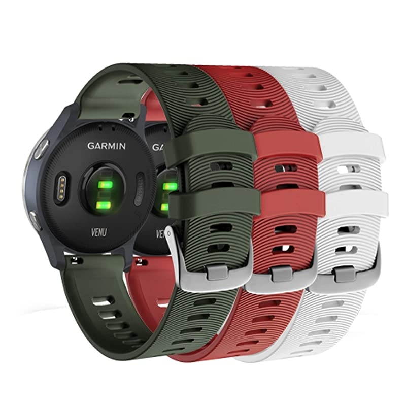 Garmin Venu GPS Smartwatch with AMOLED Display and Included  3 Straps Bundle (Granite Blue/Silver, Khaki/Red/White)