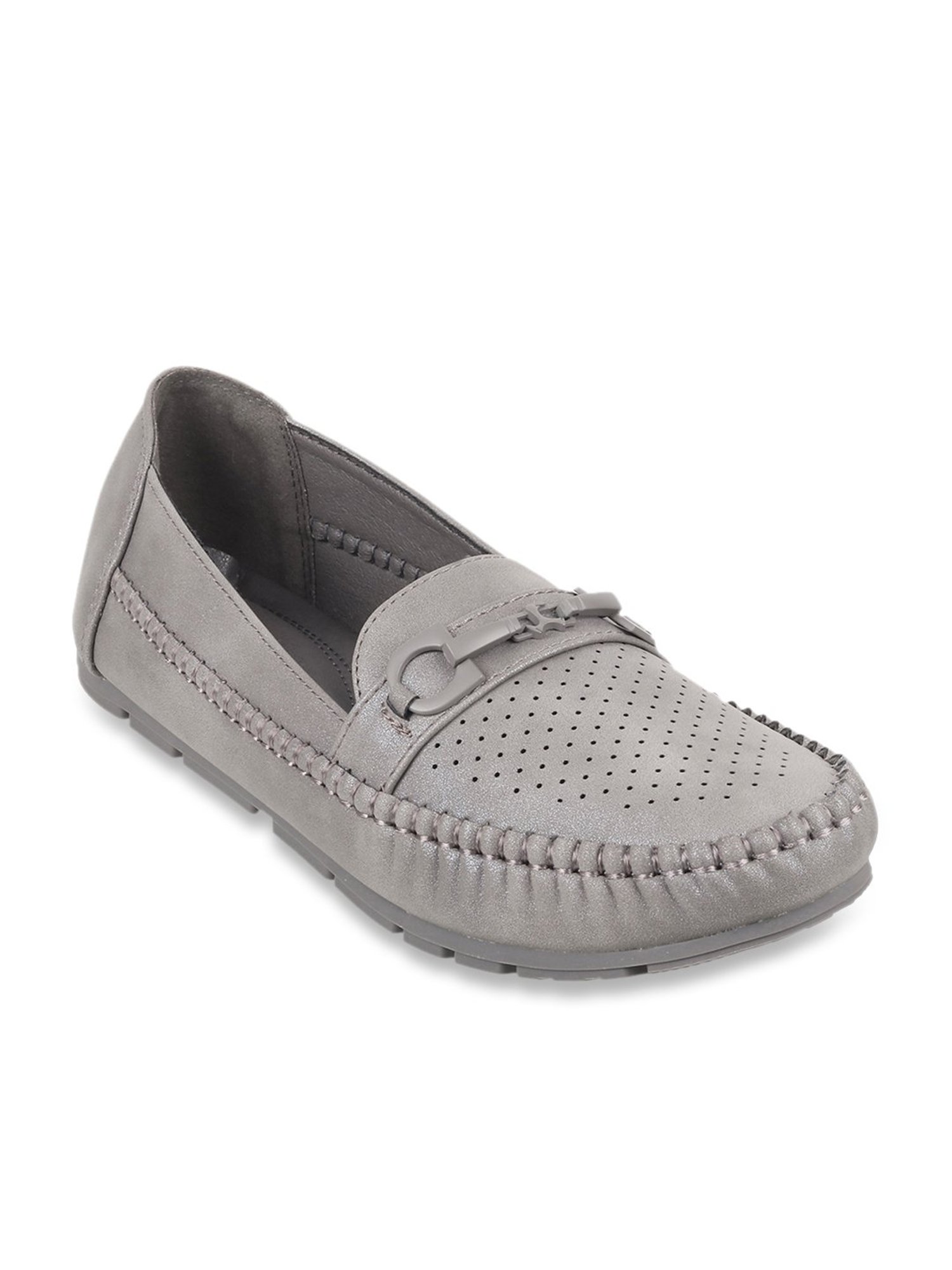 Mochi Women's Grey Casual Loafers