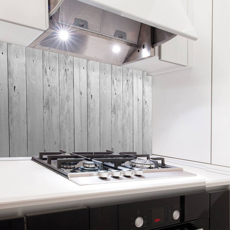 Brewster Wood Backsplash Wallpaper White