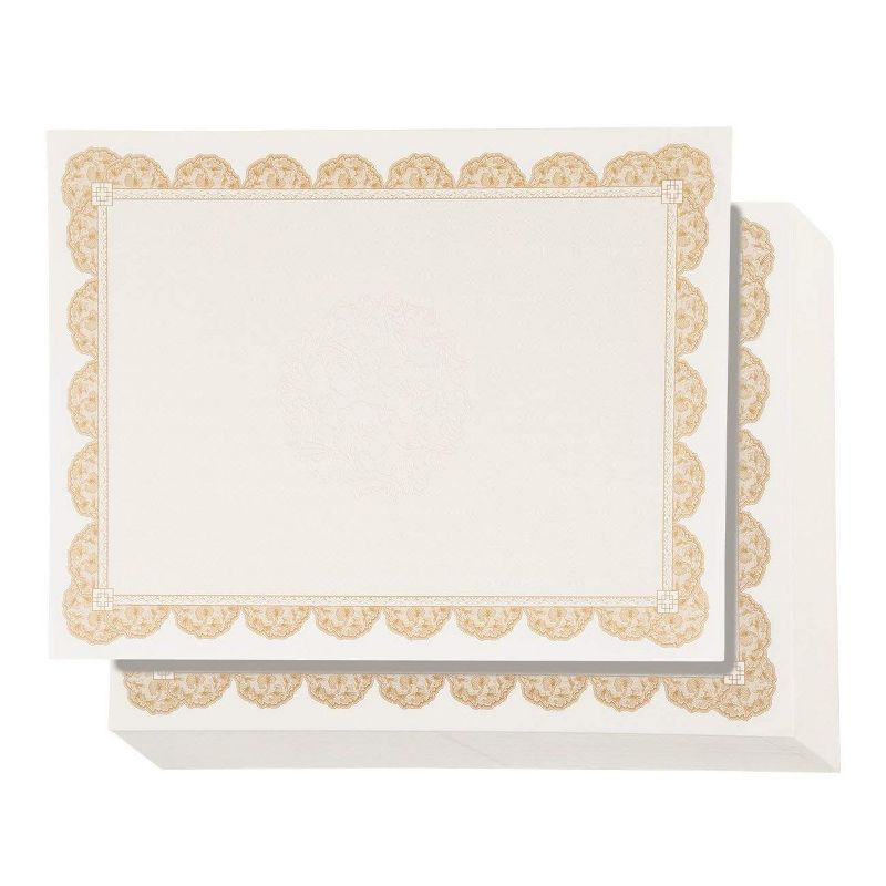 Best Paper Greetings 96-Pack White Blank Certificates Award Paper with Brown Floral Border, A4 Letter Size 8.5 x 11 in